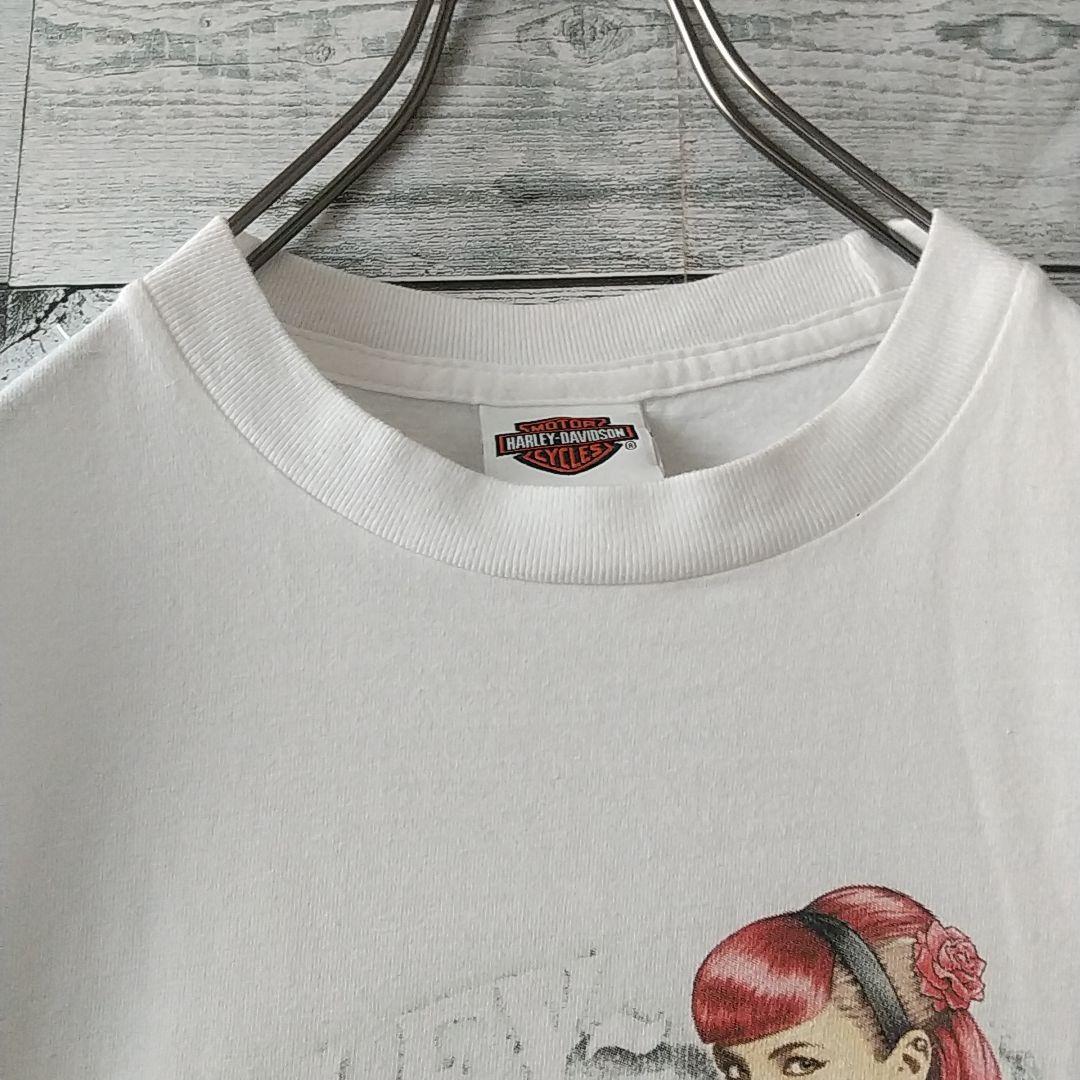 人気☆ハーレーダビッドソン 両面プリント ハーレーガール タトゥー Tシャツ M