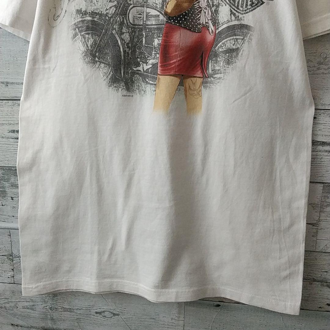 人気☆ハーレーダビッドソン 両面プリント ハーレーガール タトゥー Tシャツ M