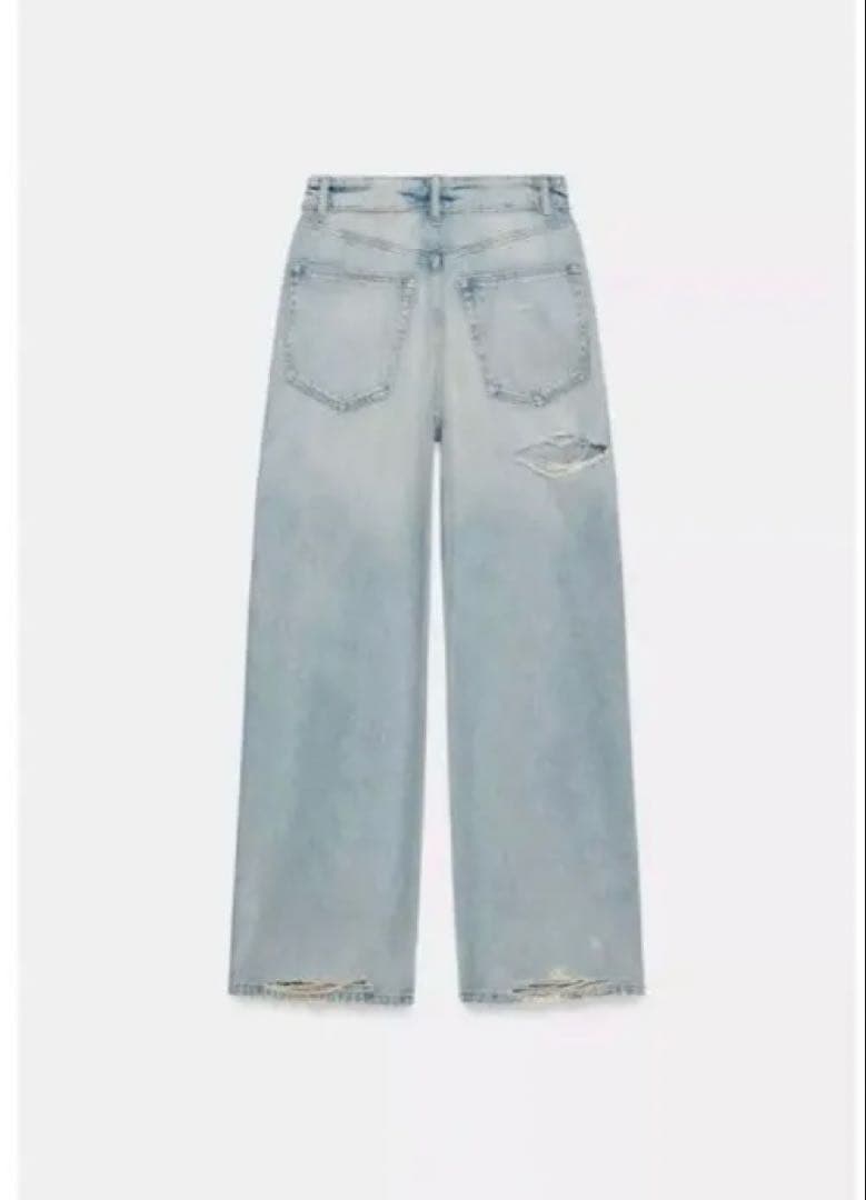 完売品ZARA TRF ミッドライズ折り返しウエストデニムパンツ 32