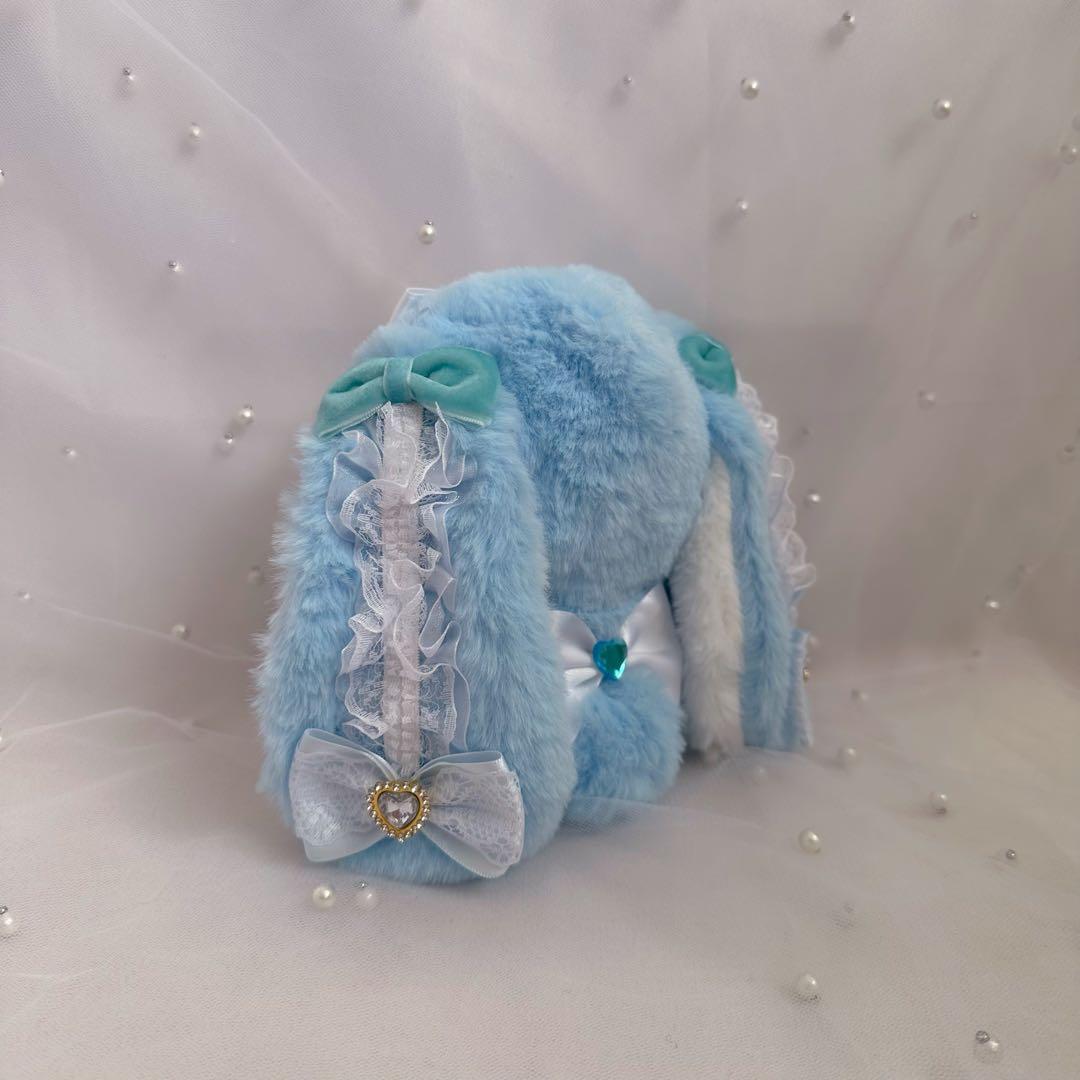 ぬい服 10~13cm おすわり うさぎ うさ耳 ブルー