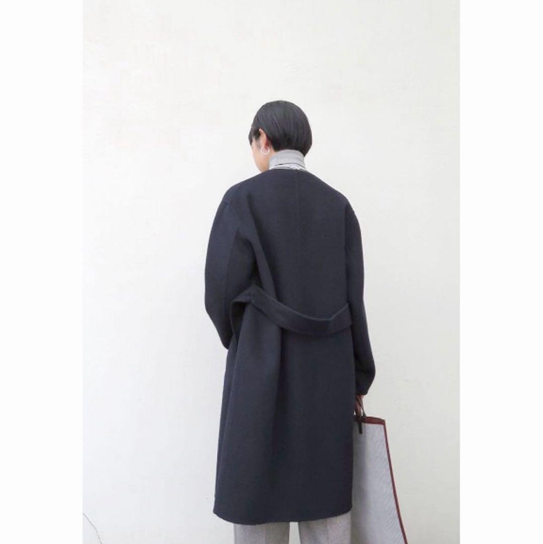 CINOH チノ ウールカシミヤ ノーカラー リバーコート