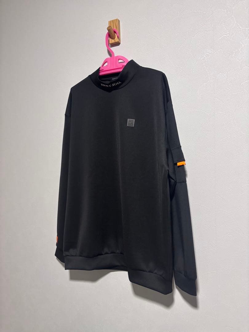 ラフロッグ　バックフレームロゴモックネックシャツ　黒XL