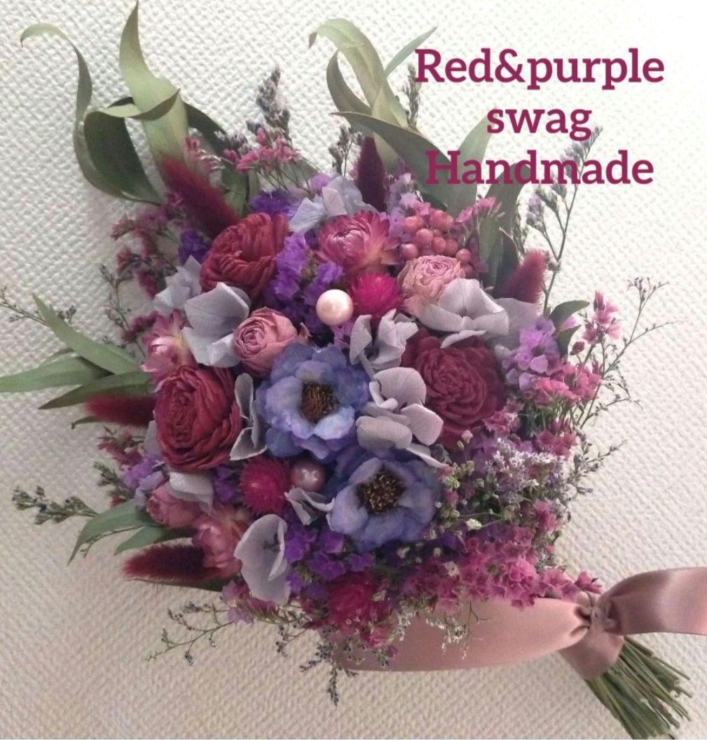 ♡秀和ページ♡ドライフラワースワッグpink&Red•*¨*•♬♡