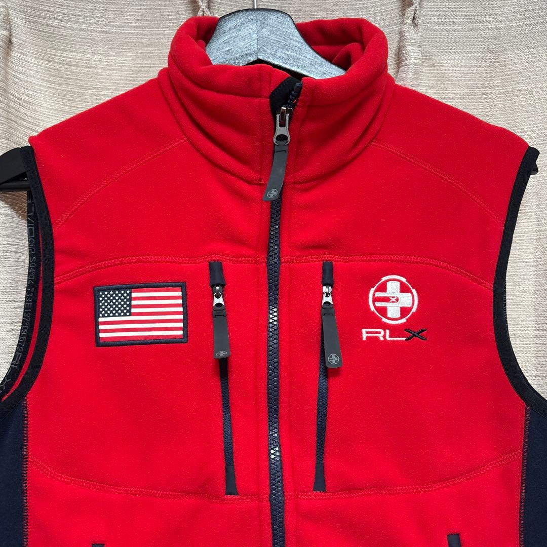 美品　RLX RALPHLAURENSPORTS ベスト　レッド　フリース　S