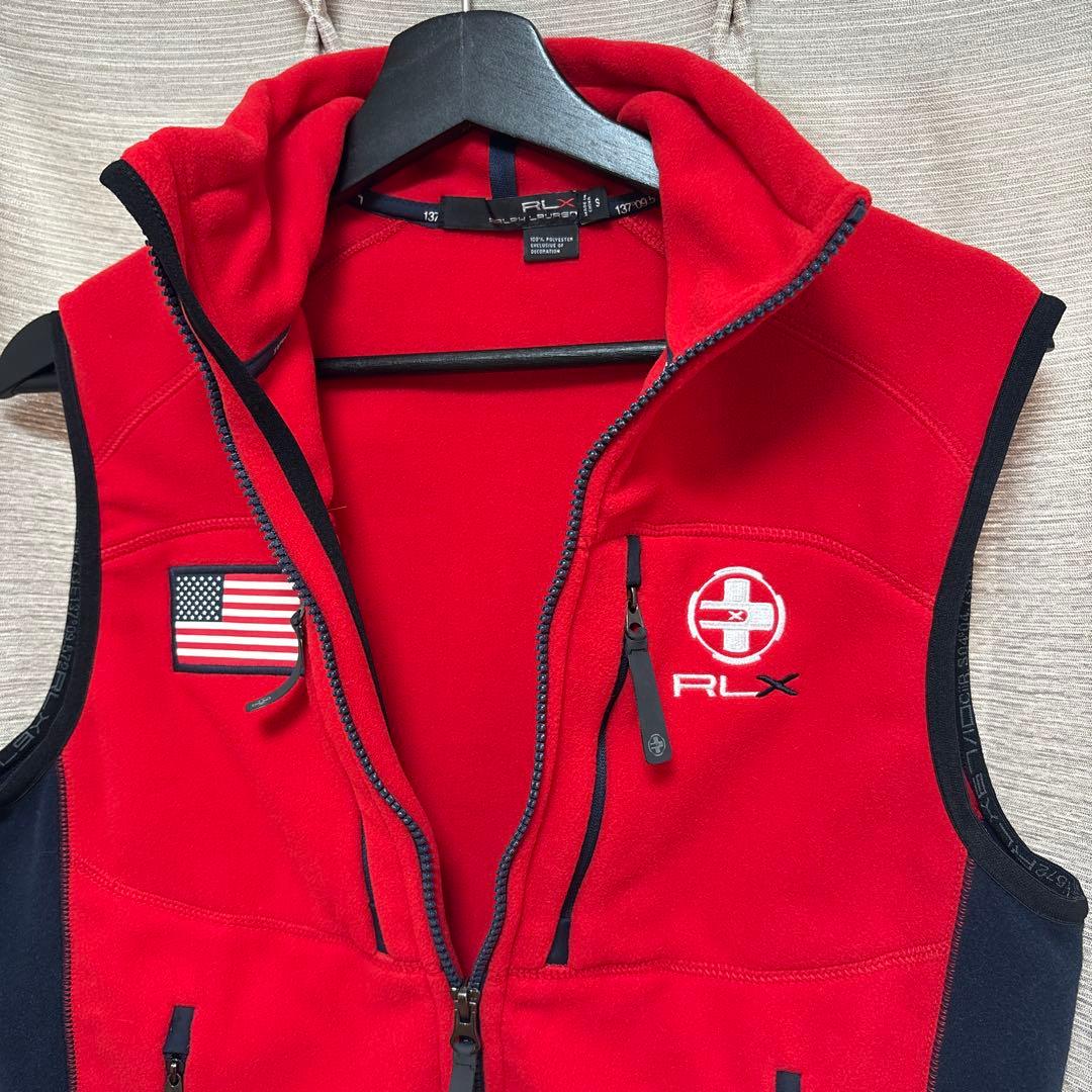 美品　RLX RALPHLAURENSPORTS ベスト　レッド　フリース　S