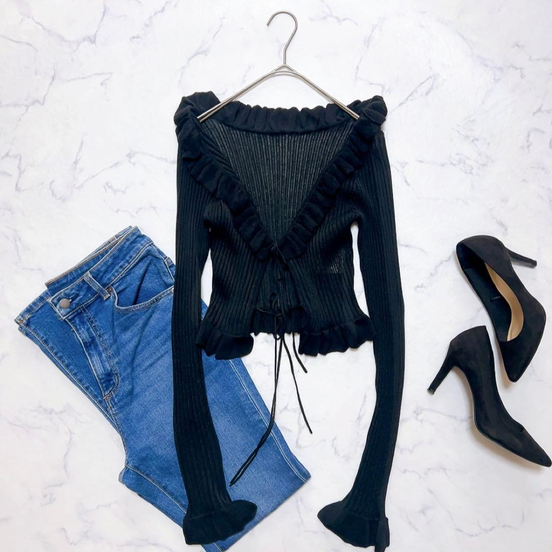 JOSE MOON RAFFLE KNIT TOPS/ラッフルニットトップス