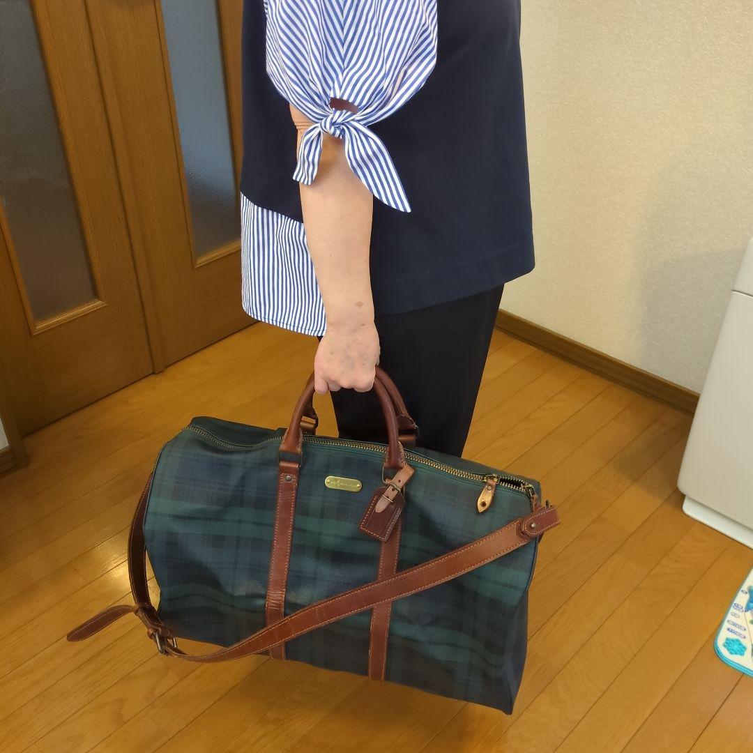 ポロラルフローレン❤ダークグリーン チェック ボストンバッグ