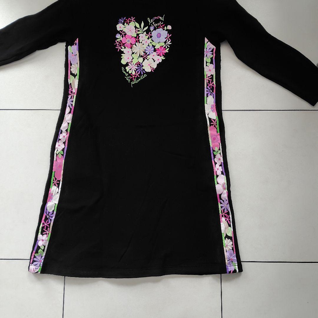 専用　LEONARD 花柄刺繍 長袖ひざ丈ワンピース