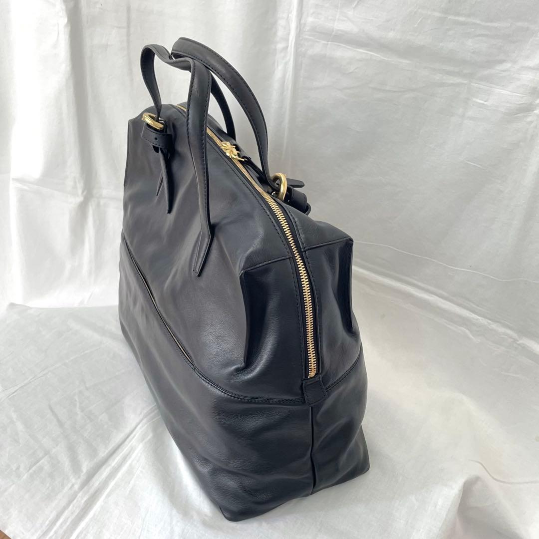 【S】美品FURLA ブラック レザーボストンバッグ 大容量 旅行カバン