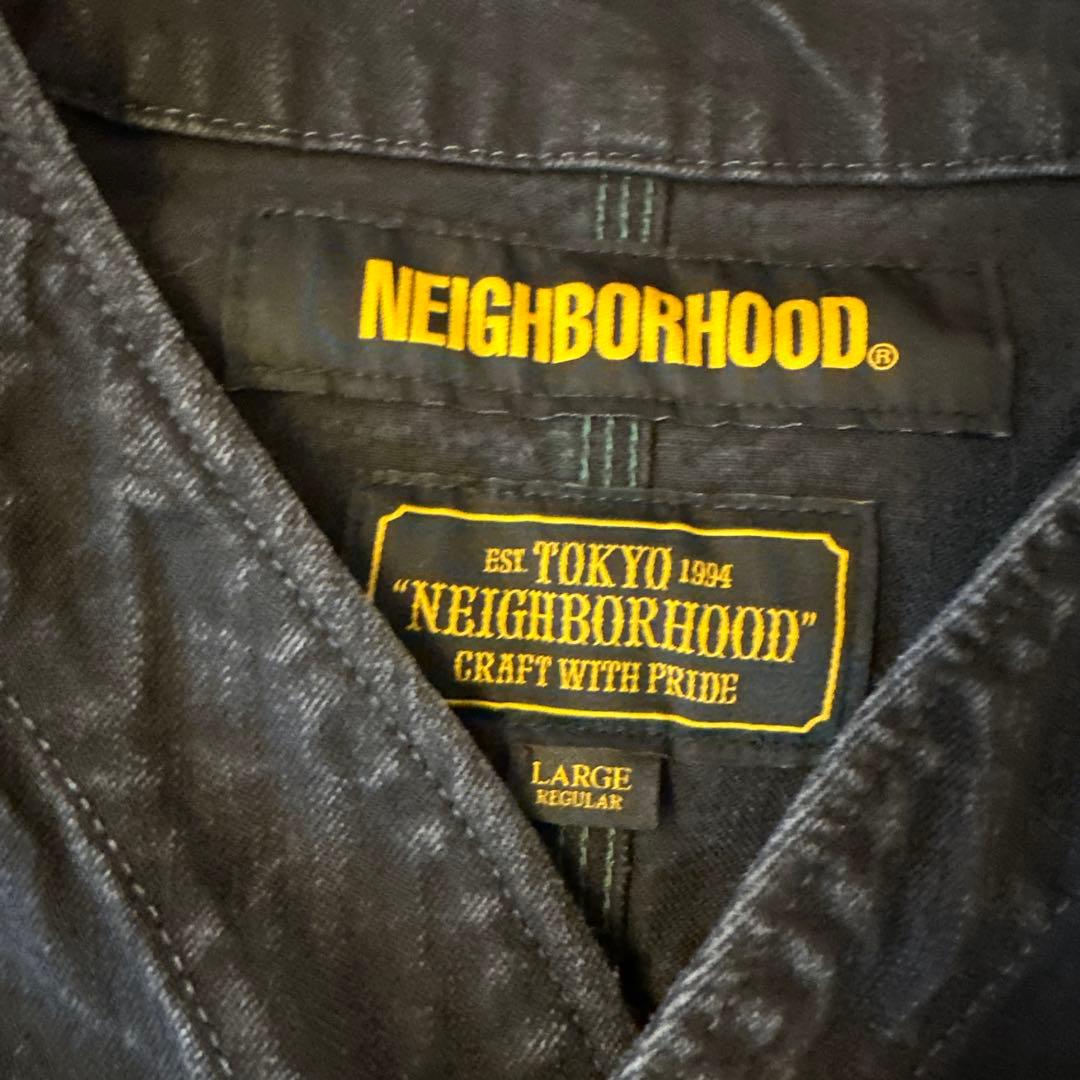NEIGHBORHOOD ブラックデニム　ノーカラーカバーオール　ジャケット