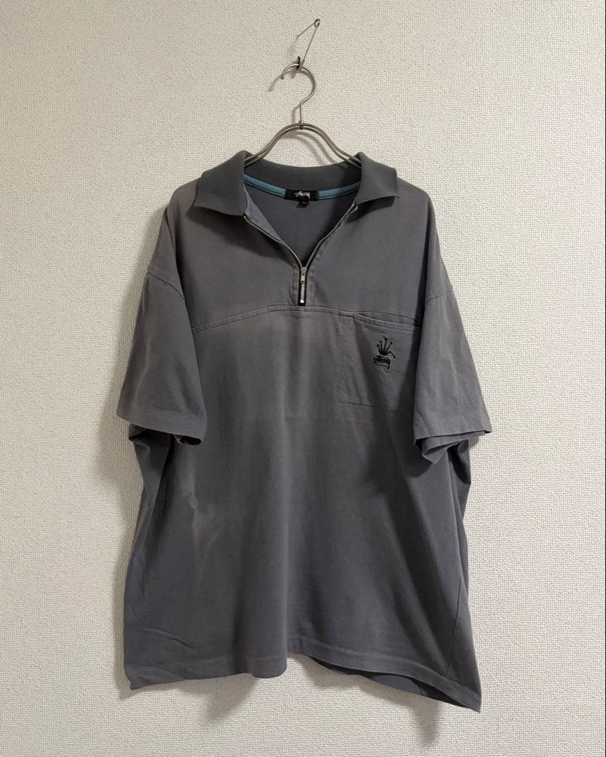 80's stussy ハーフ ジップ プルオーバー tシャツ usaフェード