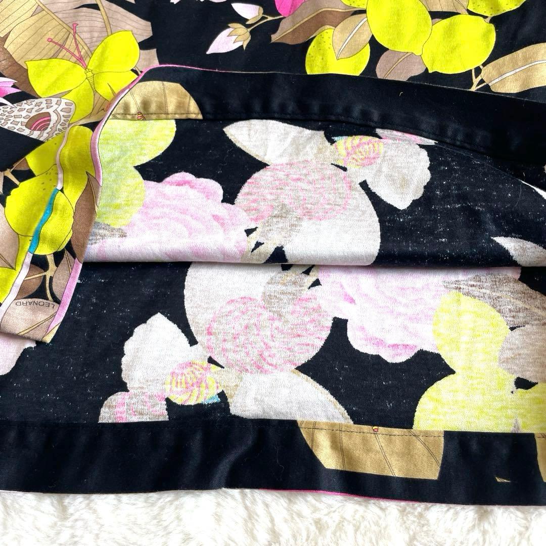 LEONARD レオナール 花柄 鳥柄 半袖Tシャツ 40 日本製 綿 黒 希少