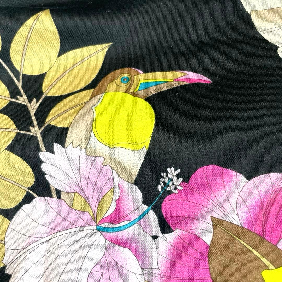 LEONARD レオナール 花柄 鳥柄 半袖Tシャツ 40 日本製 綿 黒 希少