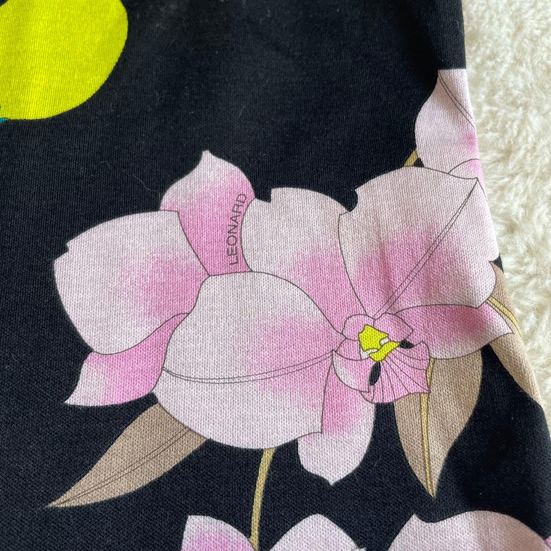 LEONARD レオナール 花柄 鳥柄 半袖Tシャツ 40 日本製 綿 黒 希少