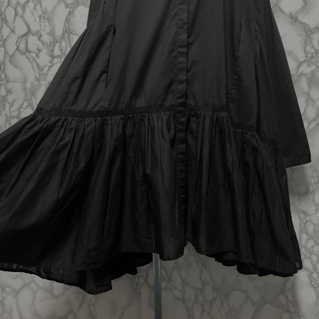 良品　MERLETTE デザインシャツワンピース　ノーカラー　インドコットン