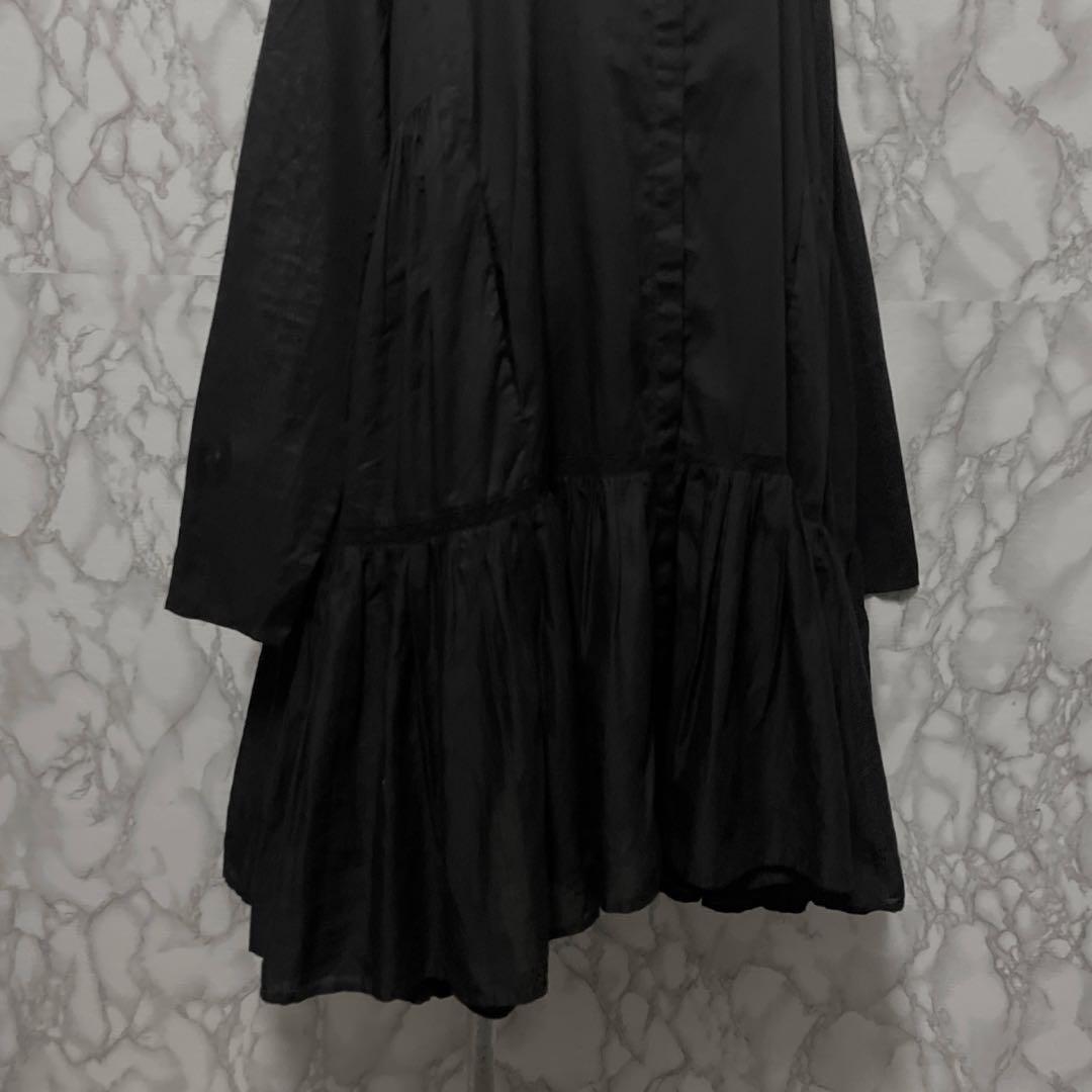 良品　MERLETTE デザインシャツワンピース　ノーカラー　インドコットン