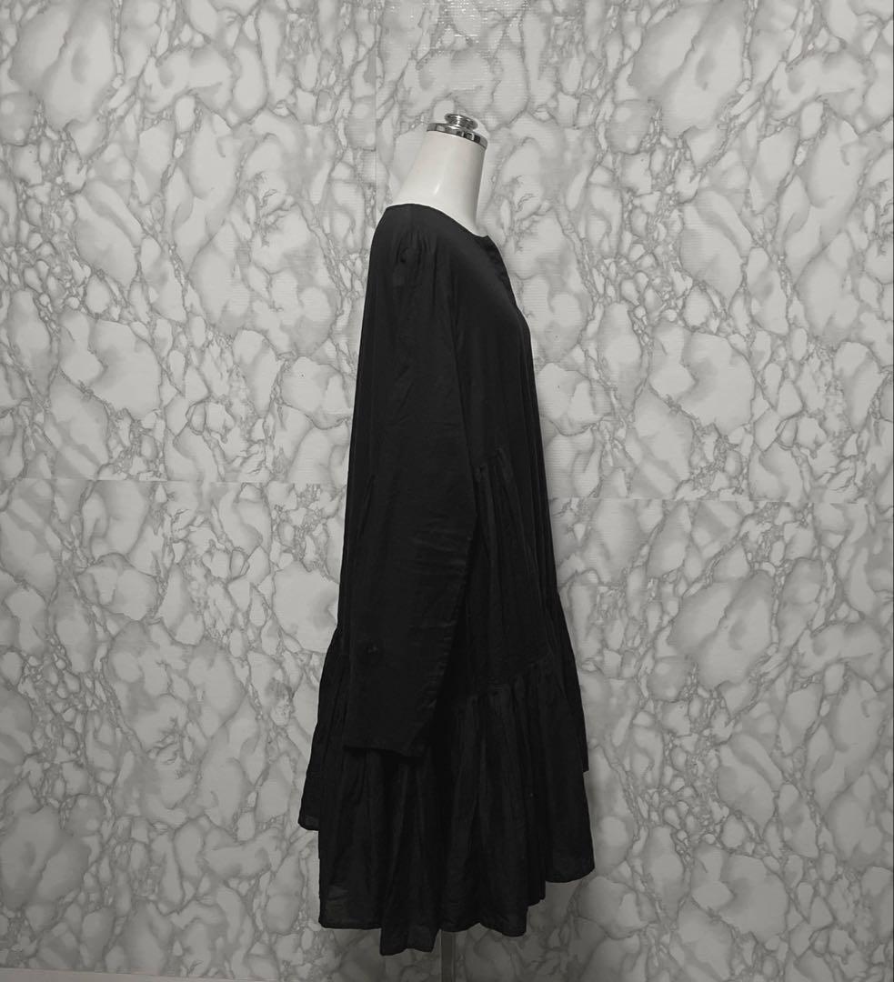 良品　MERLETTE デザインシャツワンピース　ノーカラー　インドコットン