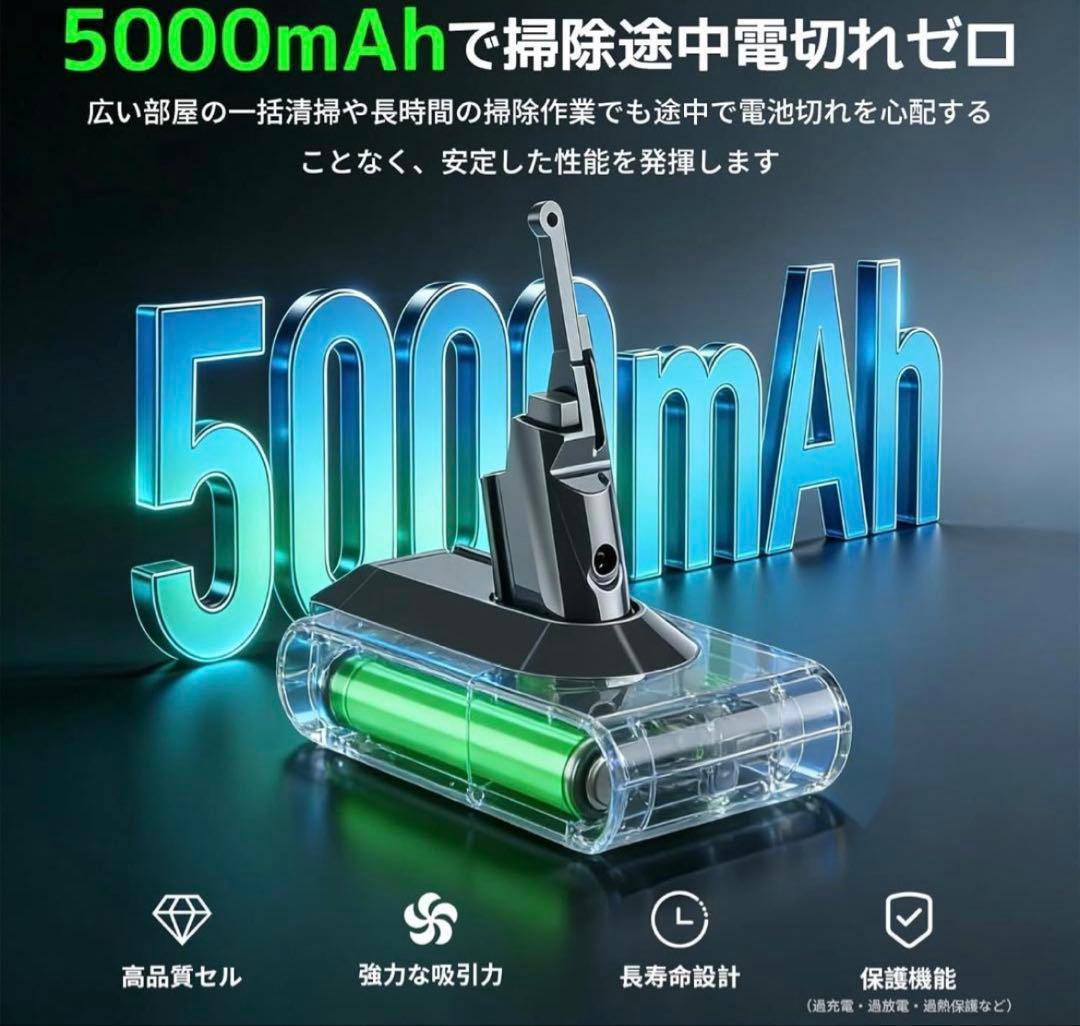 掃除機用バッテリー ダイソン対応 大容量 残量表示機能