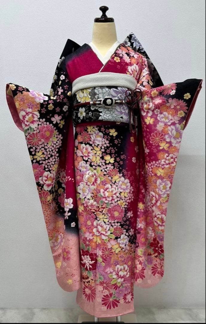ショール付　振り袖　フルセット　別誂長襦袢　金彩　刺繍　銀通し　長尺袋帯　793