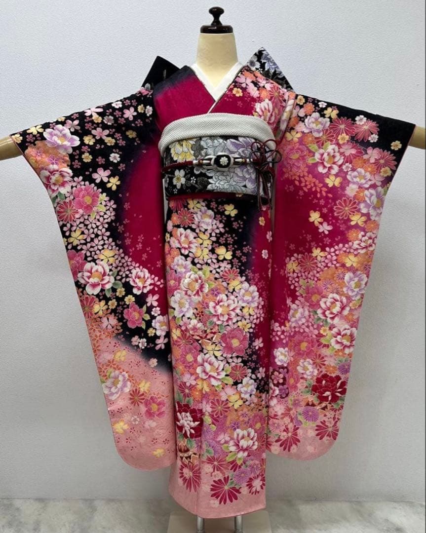 ショール付　振り袖　フルセット　別誂長襦袢　金彩　刺繍　銀通し　長尺袋帯　793