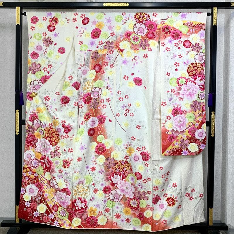 【破格セール！】603z15⑥〇振袖 銀通し 花〇美品 成人式 結婚式 十三参り