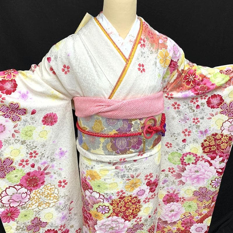 【破格セール！】603z15⑥〇振袖 銀通し 花〇美品 成人式 結婚式 十三参り
