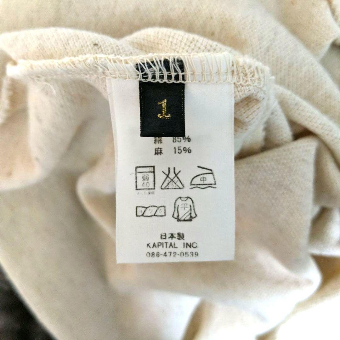 KAPITAL 鳥刺繍 ボウタイ付き コットンリネン鹿の子ポロシャツ
