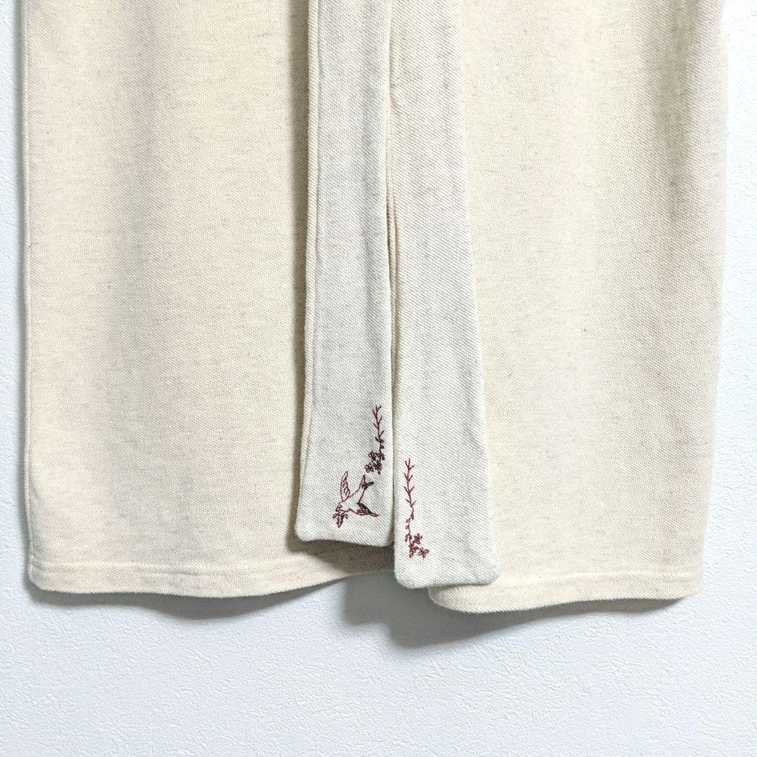 KAPITAL 鳥刺繍 ボウタイ付き コットンリネン鹿の子ポロシャツ