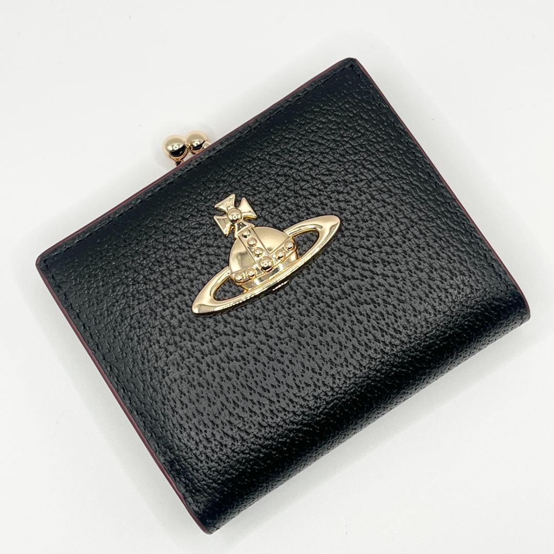 未使用 Vivienne Westwood 新品 がま口 折財布 黒 シンプル