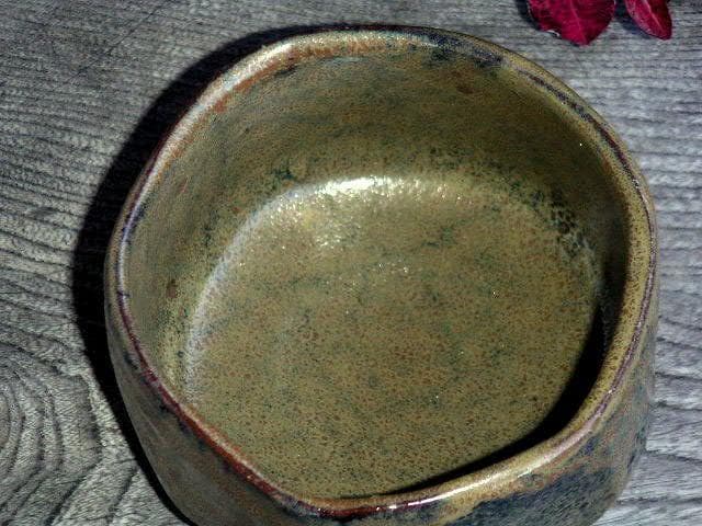♥灰釉　六角　茶碗　在銘　骨董品