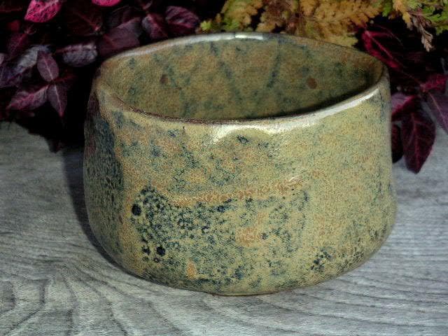 ♥灰釉　六角　茶碗　在銘　骨董品