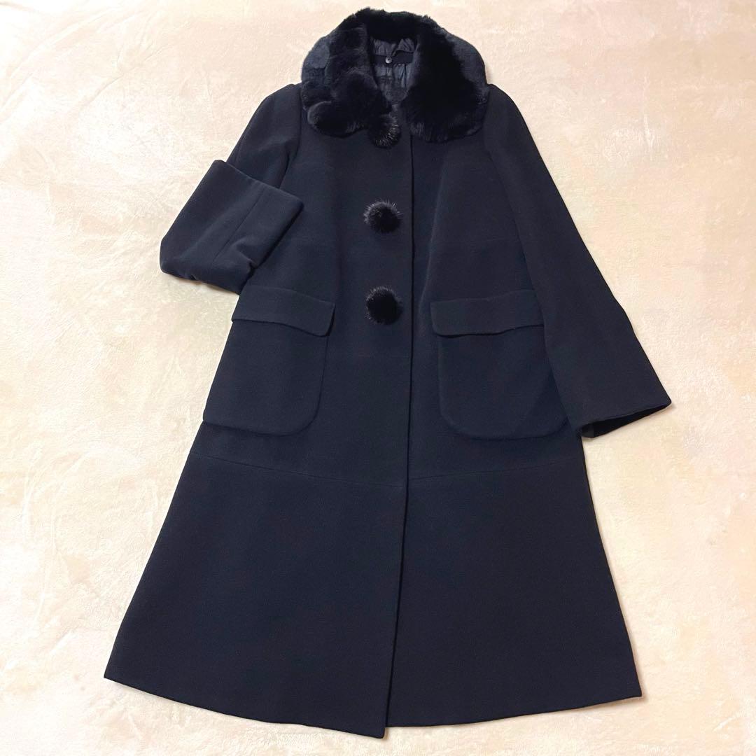 レア極美品✨TO BE CHIC カシミヤ　ラビット　ミンク　ロングコート　黒