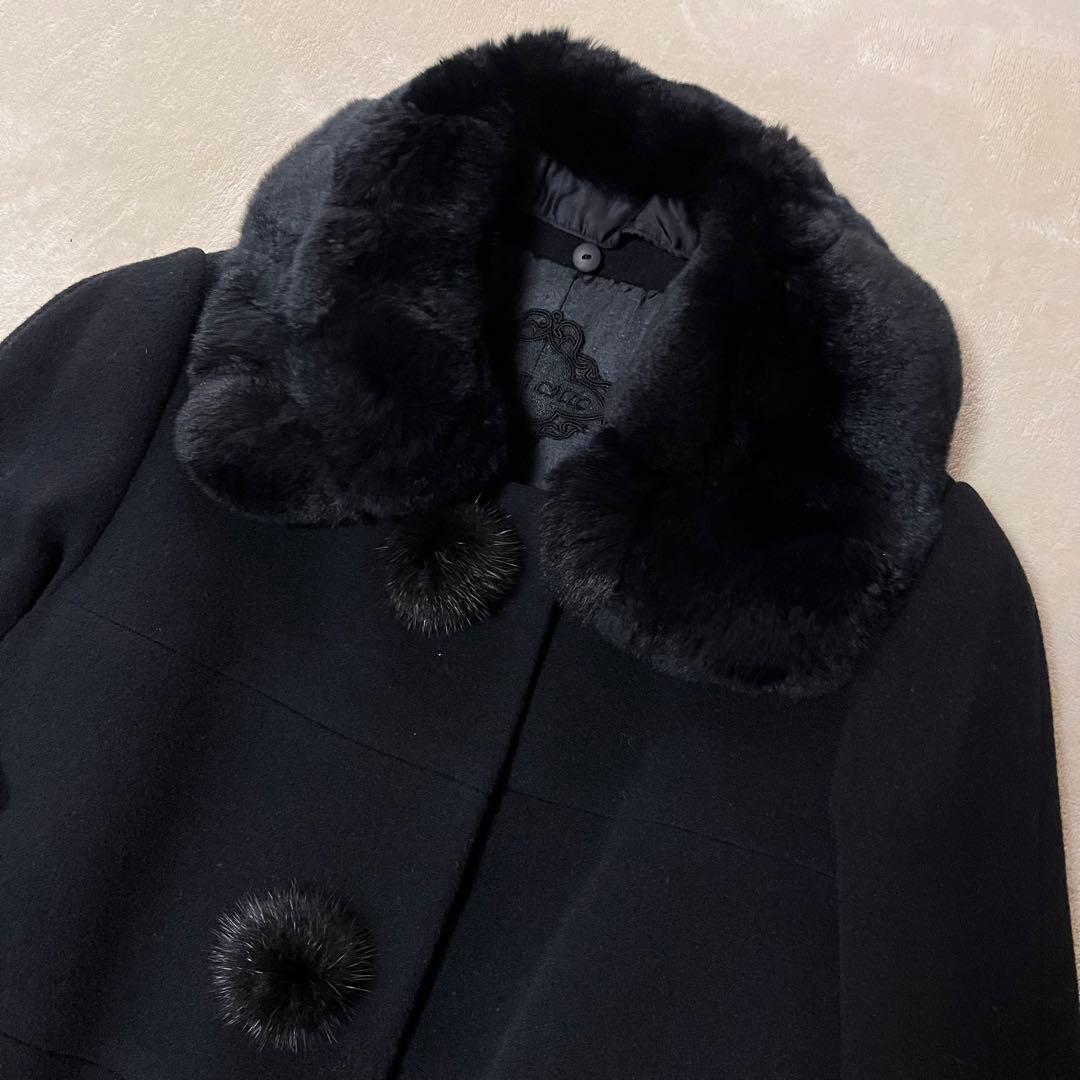 レア極美品✨TO BE CHIC カシミヤ　ラビット　ミンク　ロングコート　黒