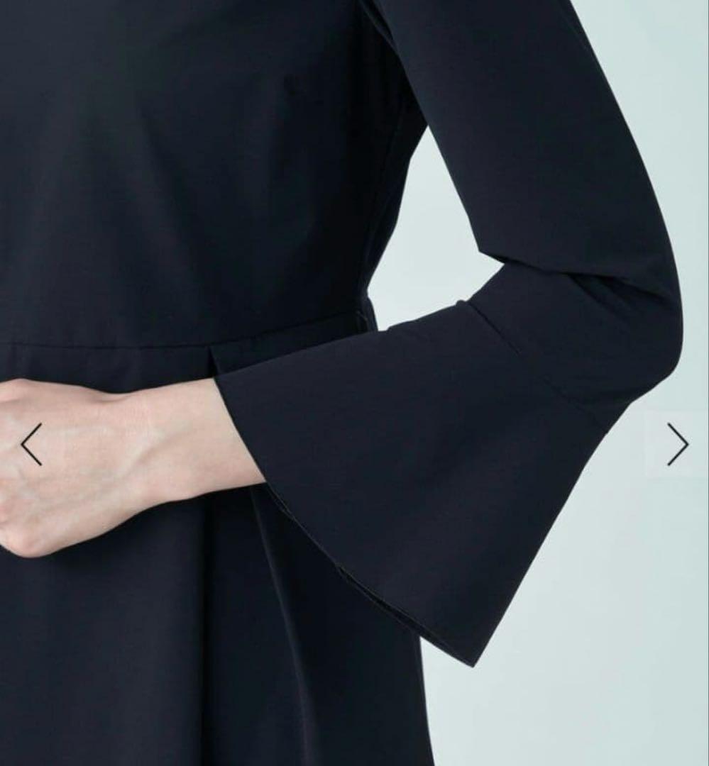 美品☆Ballsey ストレッチタフタ ボックスタックワンピース　ネイビー　34