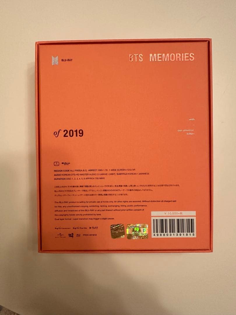BTS MEMORIES OF 2019 Blu-Ray 日本語字幕付き