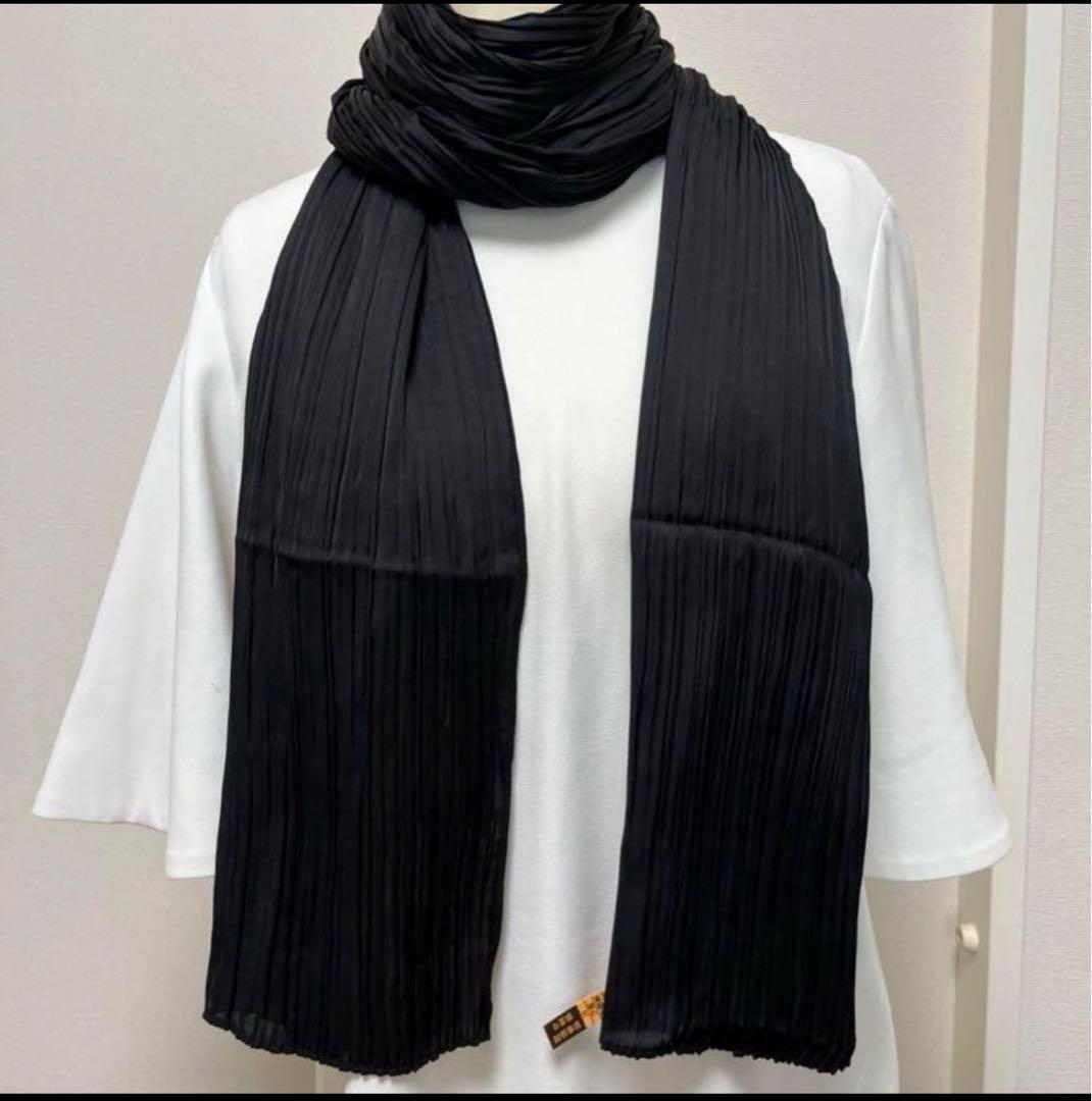 も*き様 balenciaga paris黒 プリーツマフラー　ストール　 ar