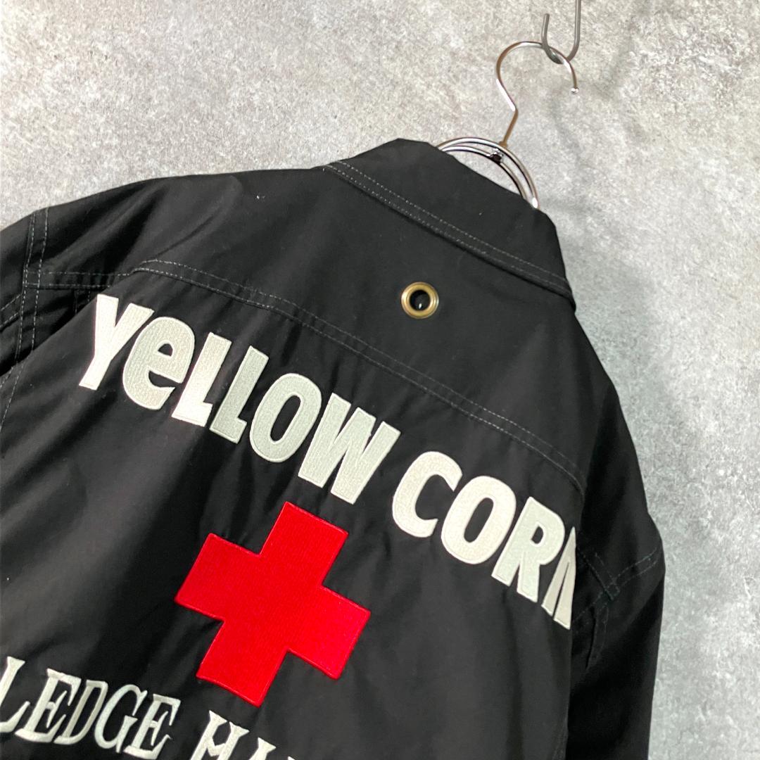 YeLLOW CORN　ブルゾン　ジャケット　バイク　長袖　ブラック　ロゴ　刺繍