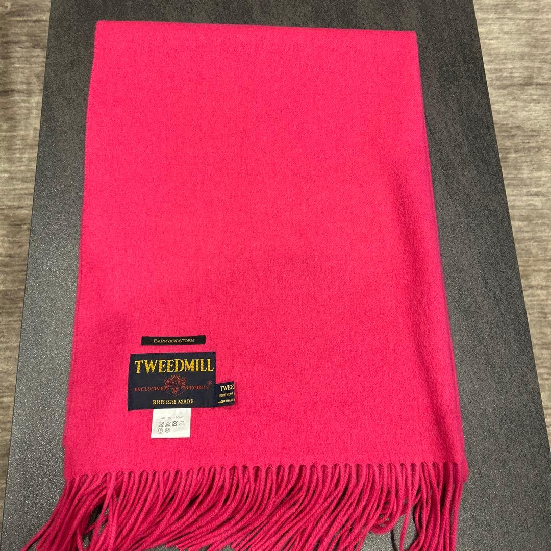 ［美品］TWEEDMILL ピンク ストール ウール100%