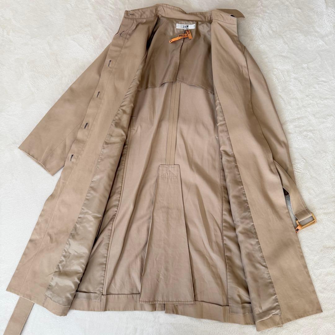 23区 ステンカラーコート　大きいサイズ　46 ベージュ　ベルト付　トリアセート