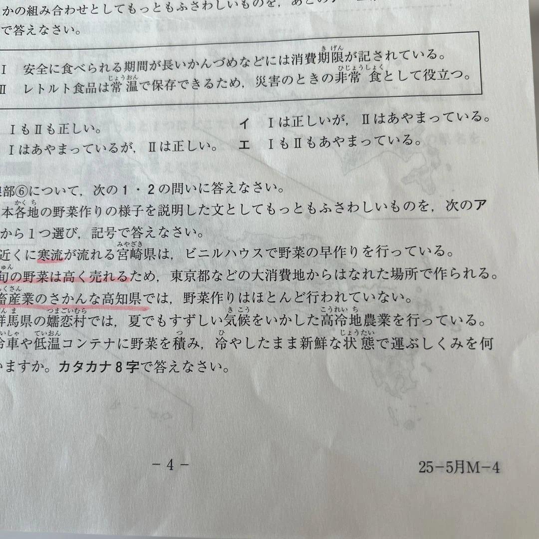 サピックス 2025年4年 マンスリ テスト 書き込み消去