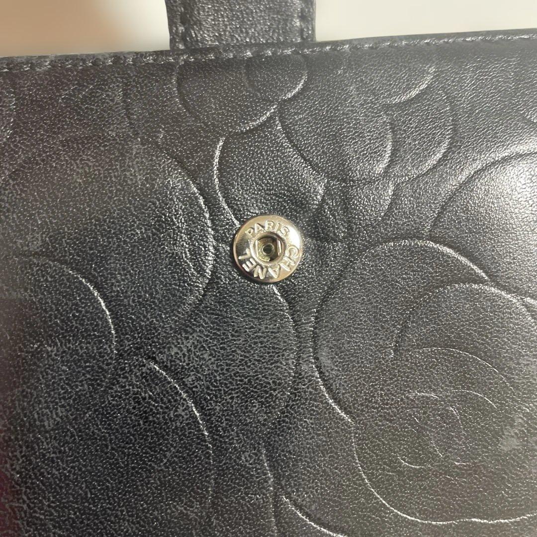 CHANEL シャネル　二つ折り財布　カメリア　ブラック