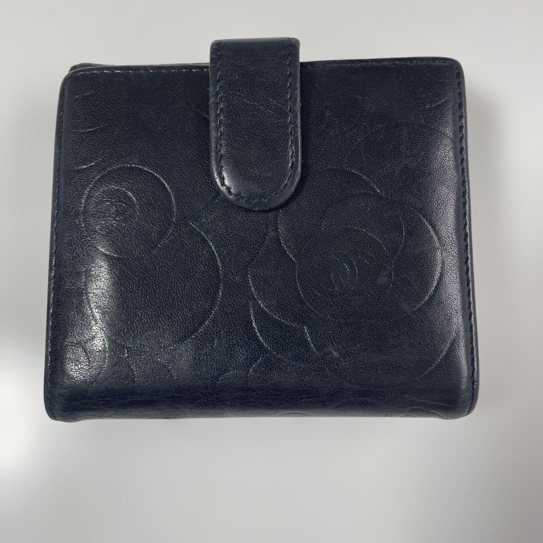 CHANEL シャネル　二つ折り財布　カメリア　ブラック