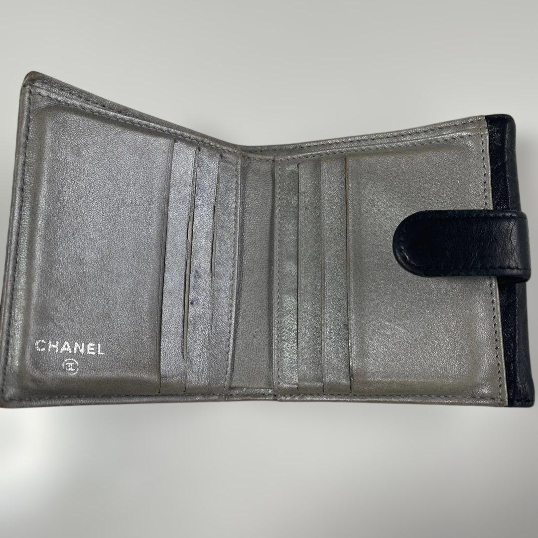 CHANEL シャネル　二つ折り財布　カメリア　ブラック