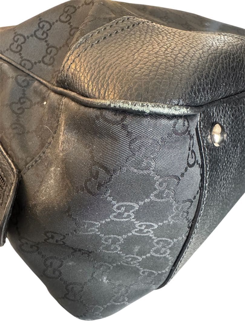 GUCCI GGナイロン ボストンバッグ 黒 使用感あり 保存袋付き