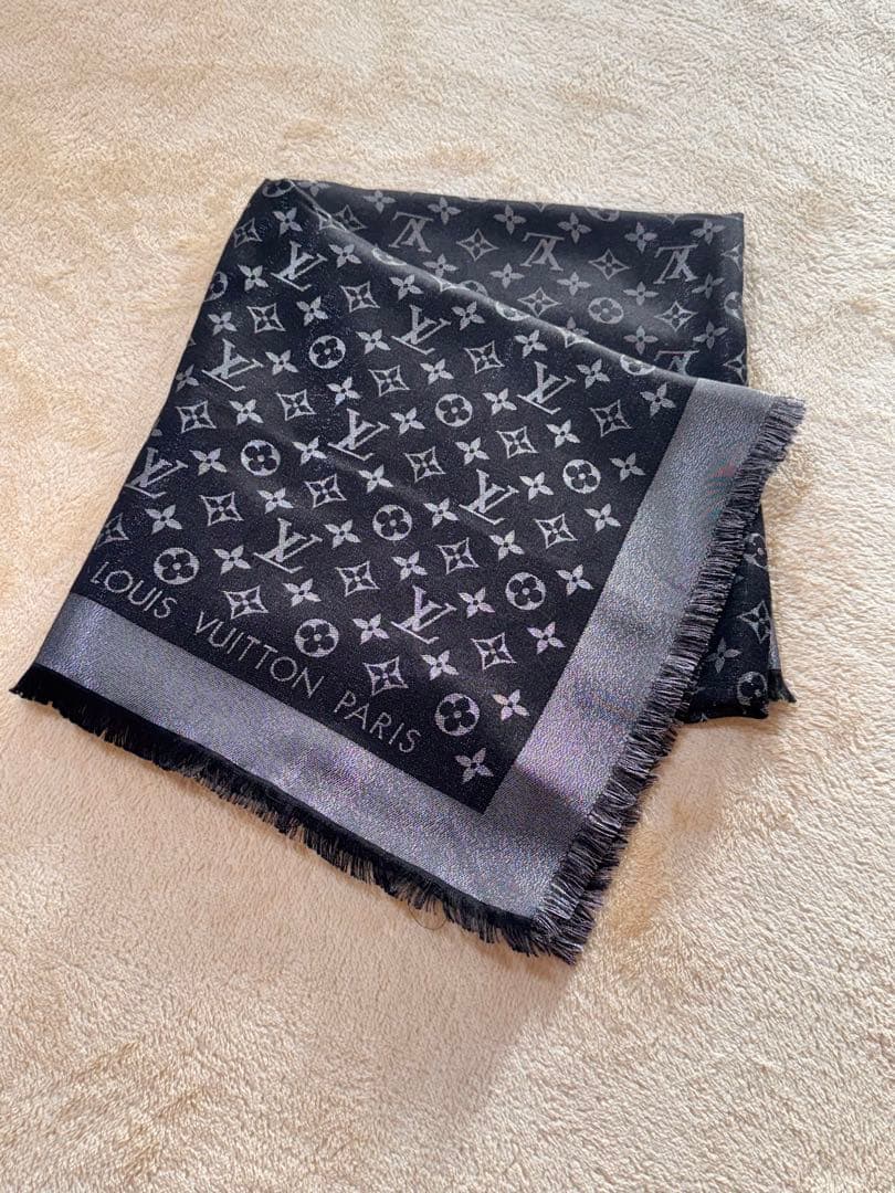 LOUIS VUITTON モノグラムシャイン ノワール(ブラック)ショール