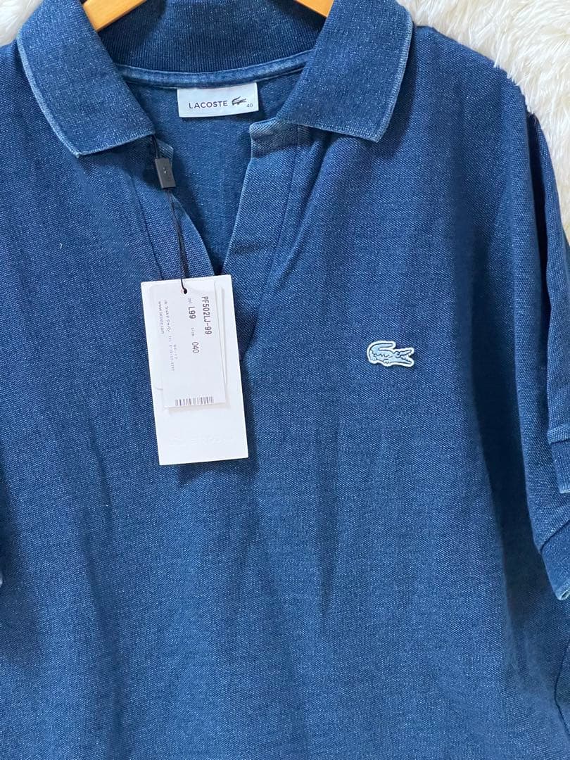 新品ラコステ　インディゴスキッパーネックポロシャツ　XL