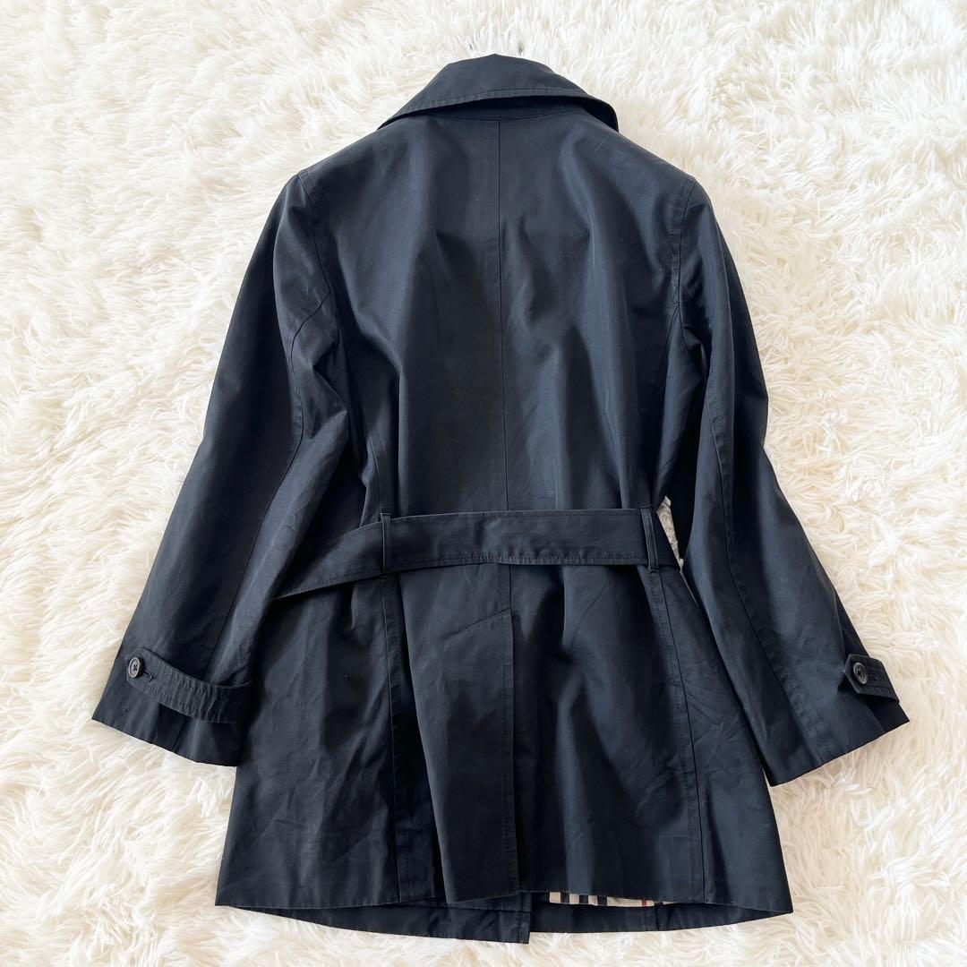 美品　バーバリー　トレンチコート　黒　ノバチェック　ベルト