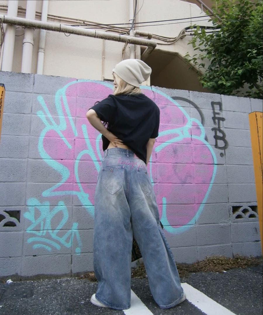 パンツ 9090 Ninety Girl Logo Buggy Denim Pants