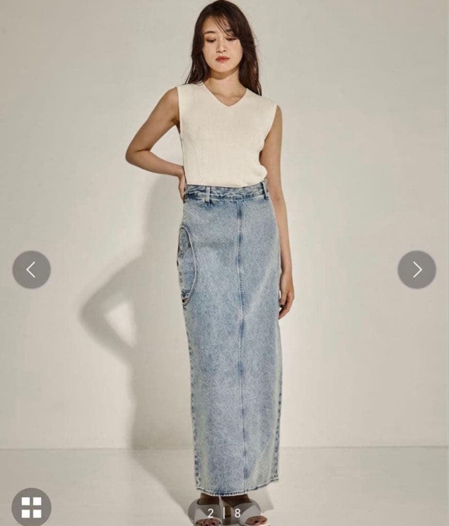【CLANE】CIRCLE CUT LAYERED DENIM SKIRT