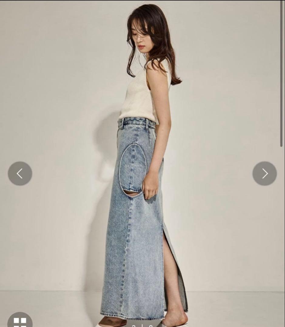 【CLANE】CIRCLE CUT LAYERED DENIM SKIRT